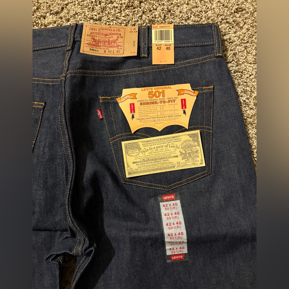 Vintage Levi's 501 Shrink-to-Fit Men's Jeans New with Tags W42 L40 - Picture 2 of 6